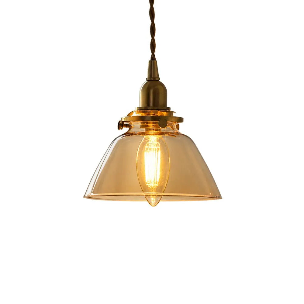 Vintage Pleated Glass Bell Pendant Light