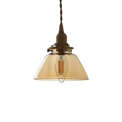 Vintage Pleated Glass Bell Pendant Light