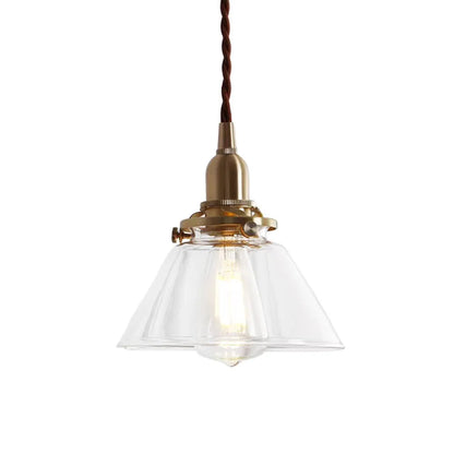 Vintage Pleated Glass Bell Pendant Light