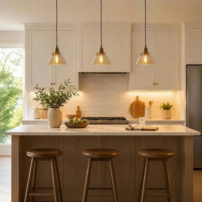 Vintage Pleated Glass Bell Pendant Light