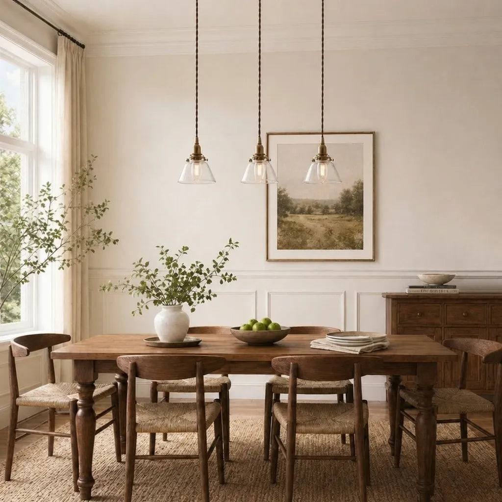 Vintage Pleated Glass Bell Pendant Light