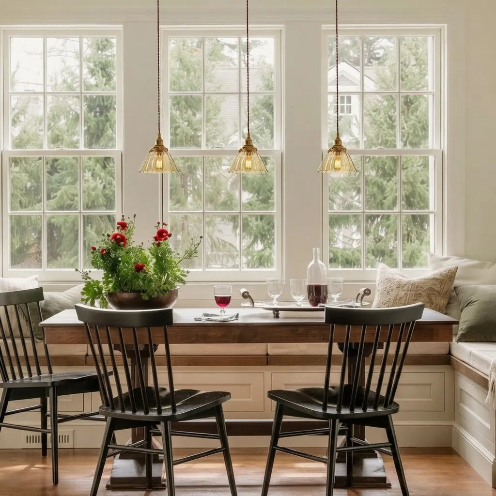 Vintage Pleated Glass Bell Pendant Light