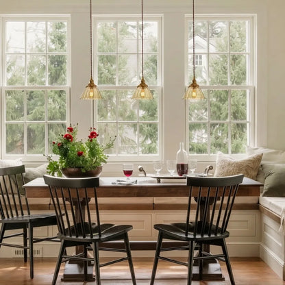 Vintage Pleated Glass Bell Pendant Light