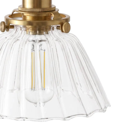Vintage Pleated Glass Bell Pendant Light