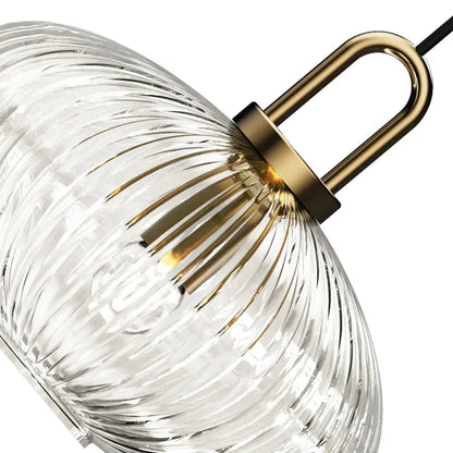 Vintage Ribbed Glass Lantern Pendant Light