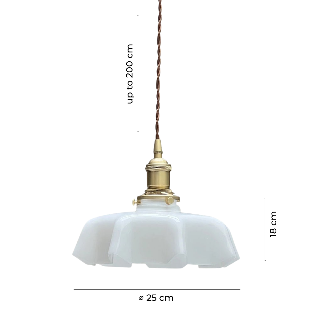 Vintage Cream Glass Flower Pendant Light