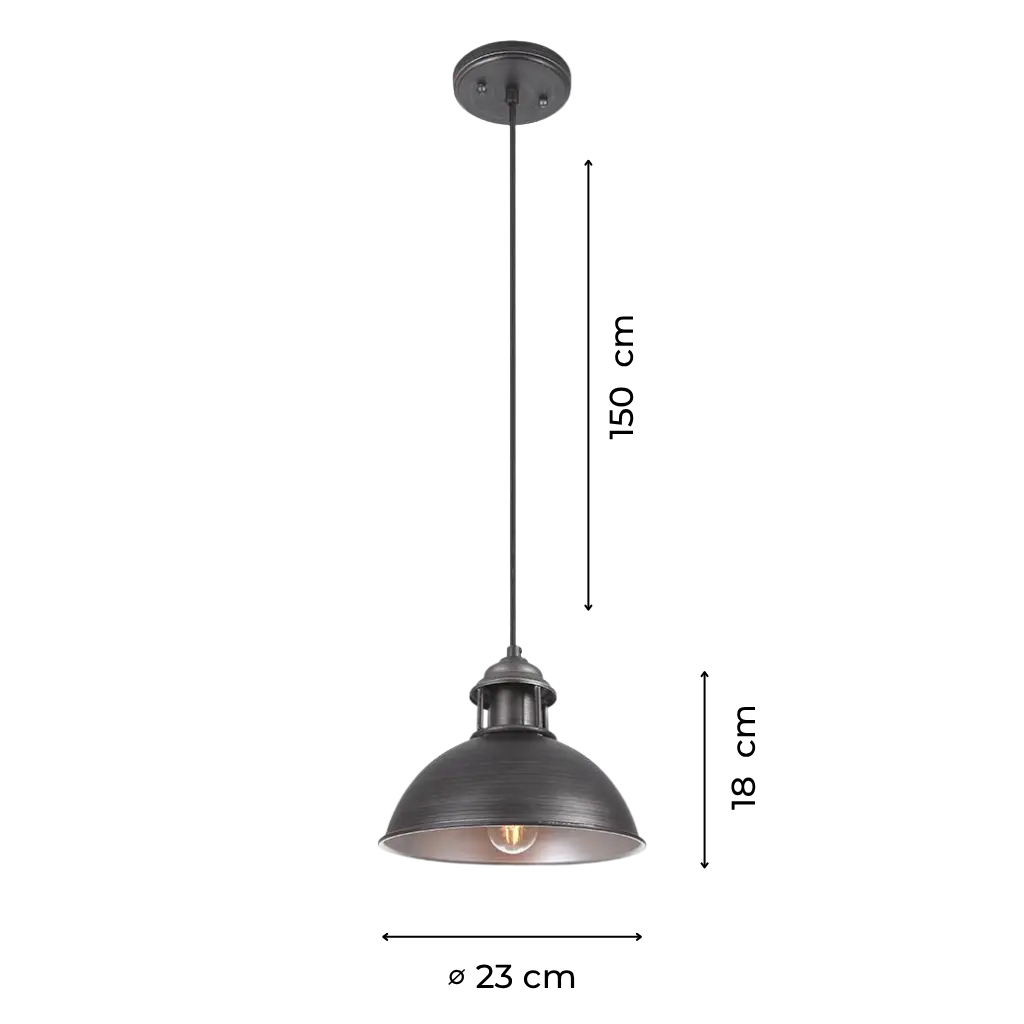 Vintage Factory Pendant Light with Brushed Metal Finish