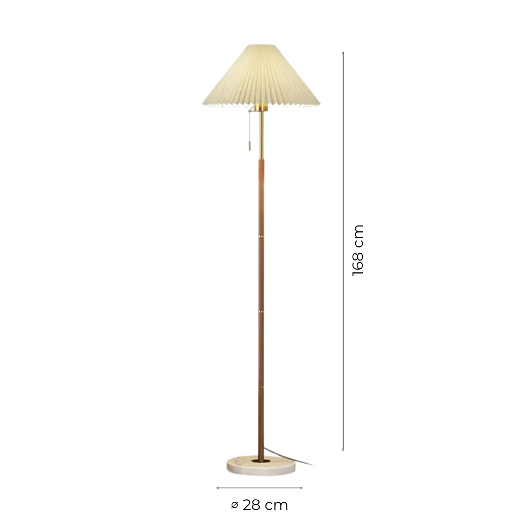 Vintage Pleated Fabric Marble Floor Lamp
