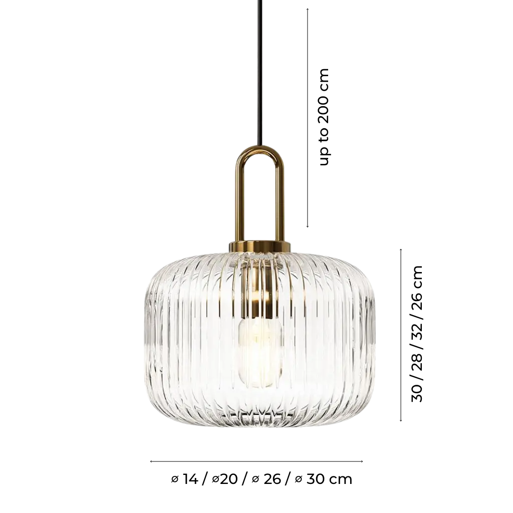 Vintage Ribbed Glass Lantern Pendant Light