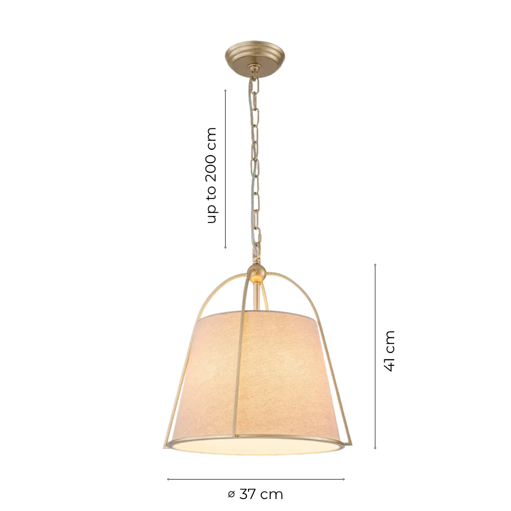 Vintage Tapered Linen Shade Conical Drum Pendant Light