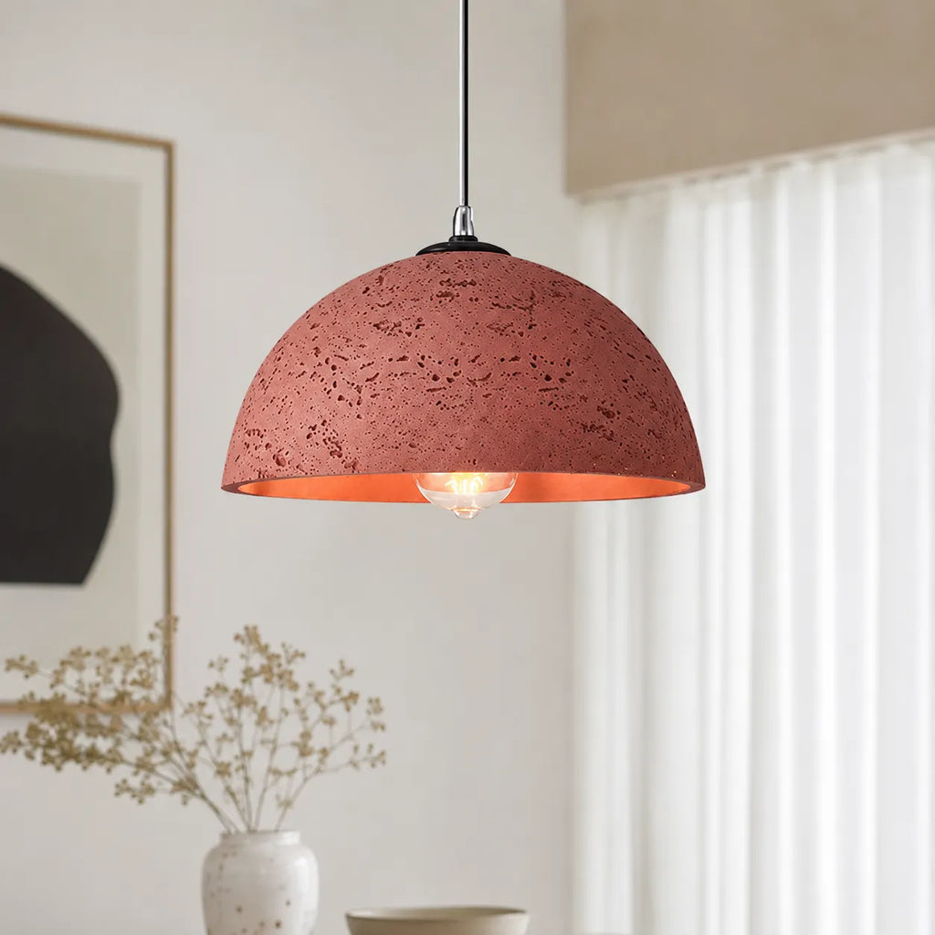 Rumi Wabi-Sabi Matte Resin Dome Pendant Light