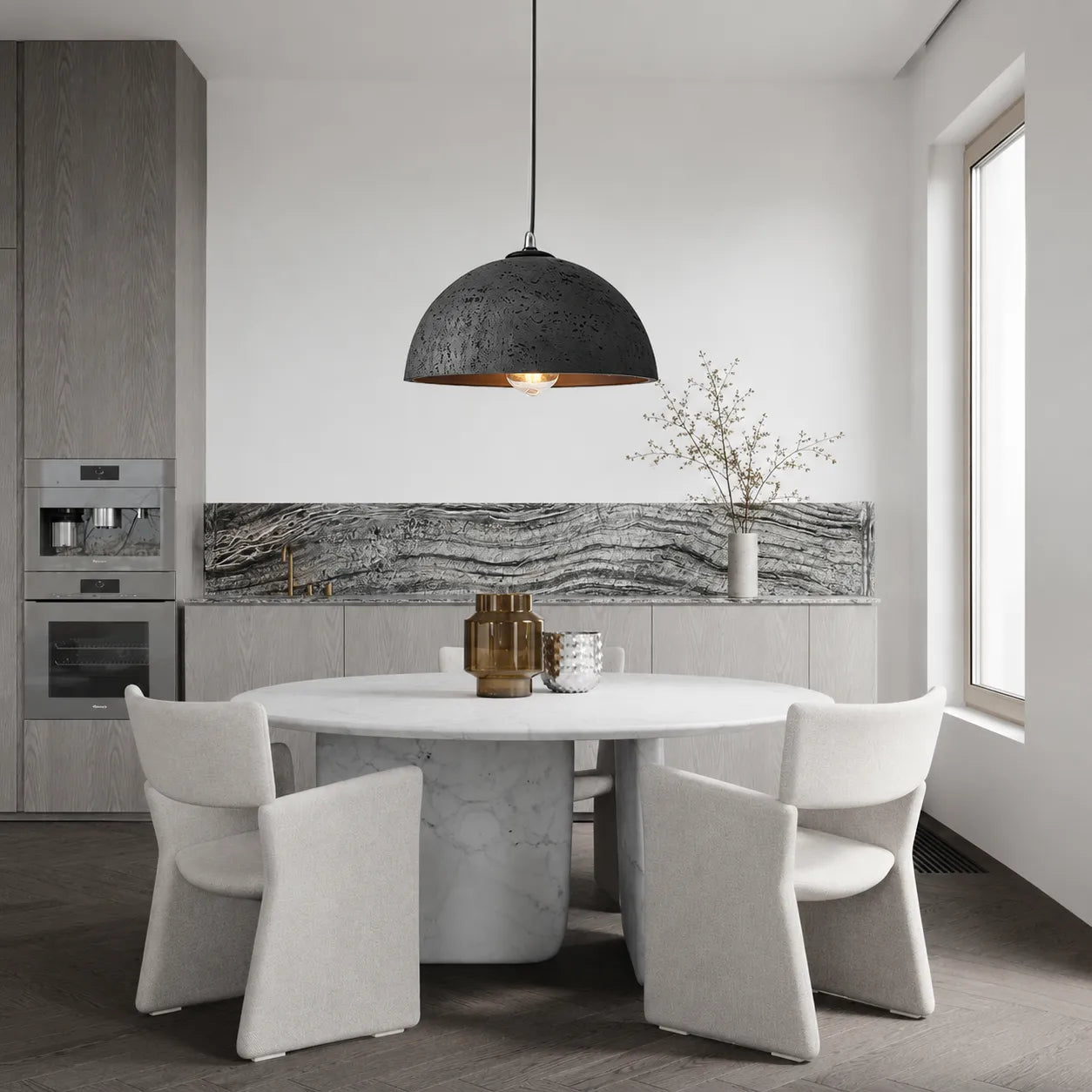 Wabi-Sabi Dome Pendant Light with Textured Resin Shade