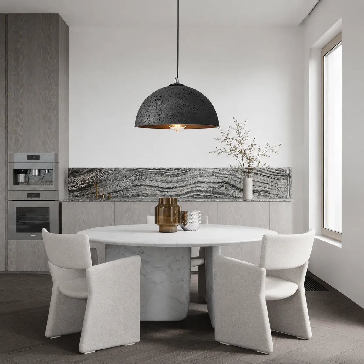 Rumi Wabi-Sabi Matte Resin Dome Pendant Light