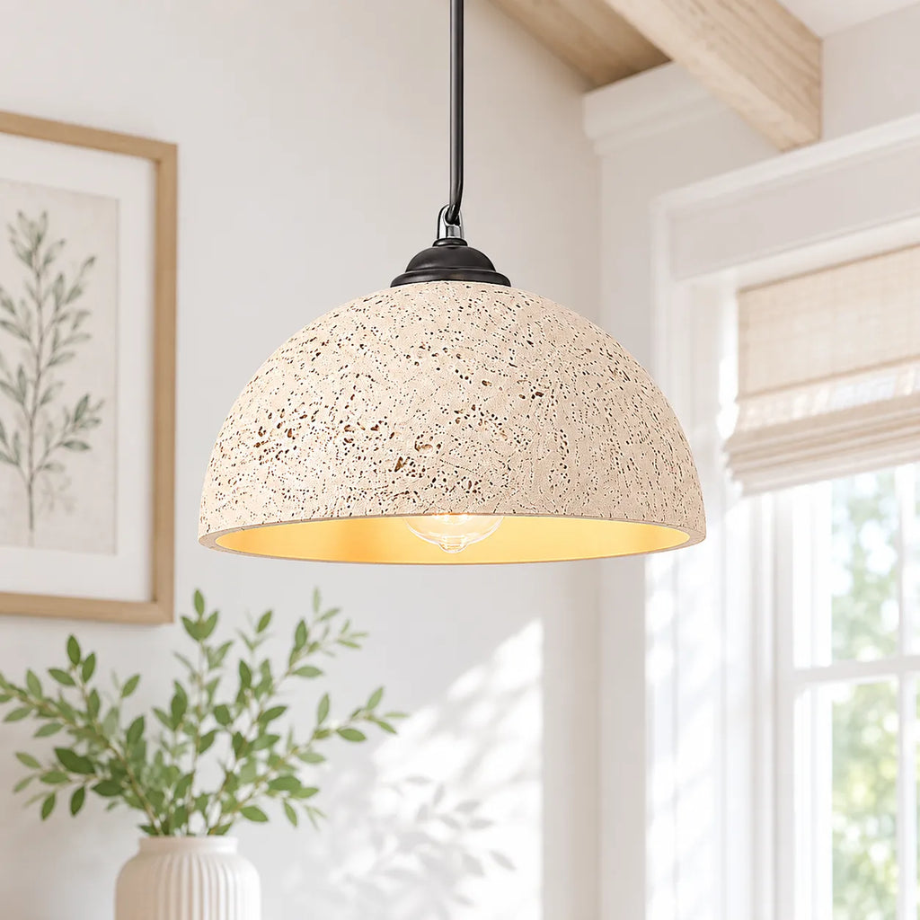 Rumi Wabi-Sabi Matte Resin Dome Pendant Light