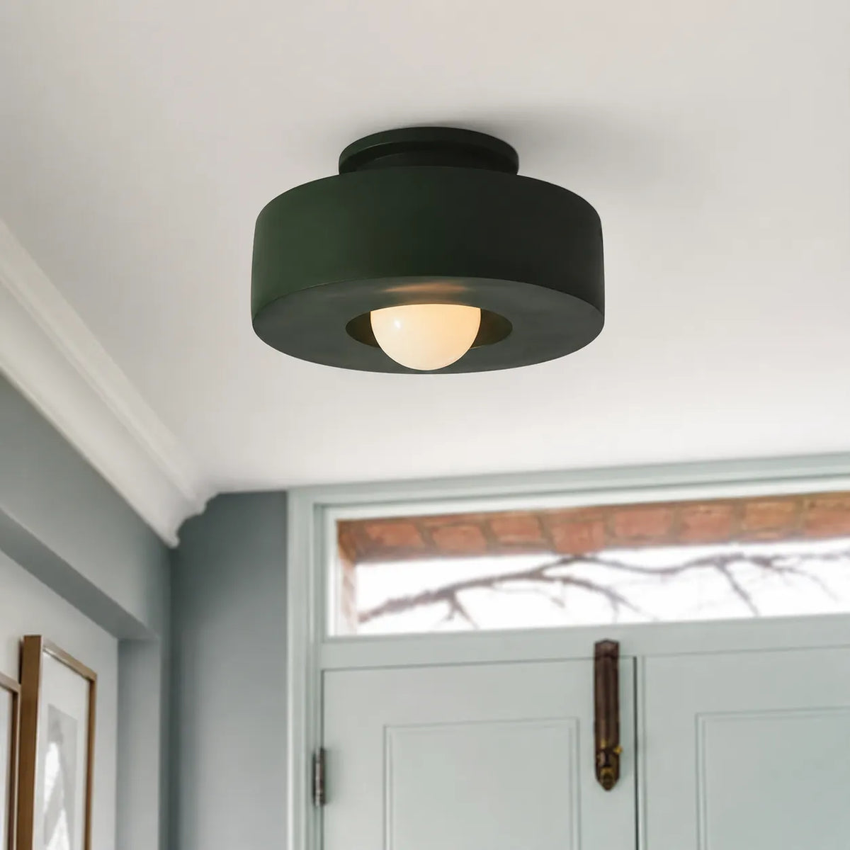Asha Wabi-Sabi Resin Cylindrical Semi-Flush Ceiling Light