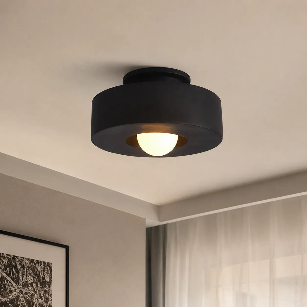 Asha Wabi-Sabi Resin Cylindrical Semi-Flush Ceiling Light