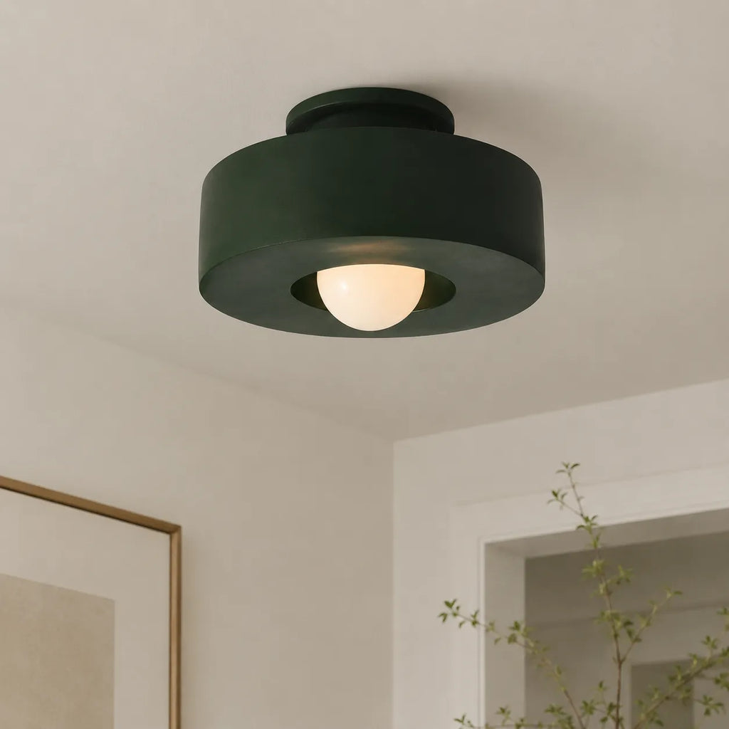 Asha Wabi-Sabi Resin Cylindrical Semi-Flush Ceiling Light