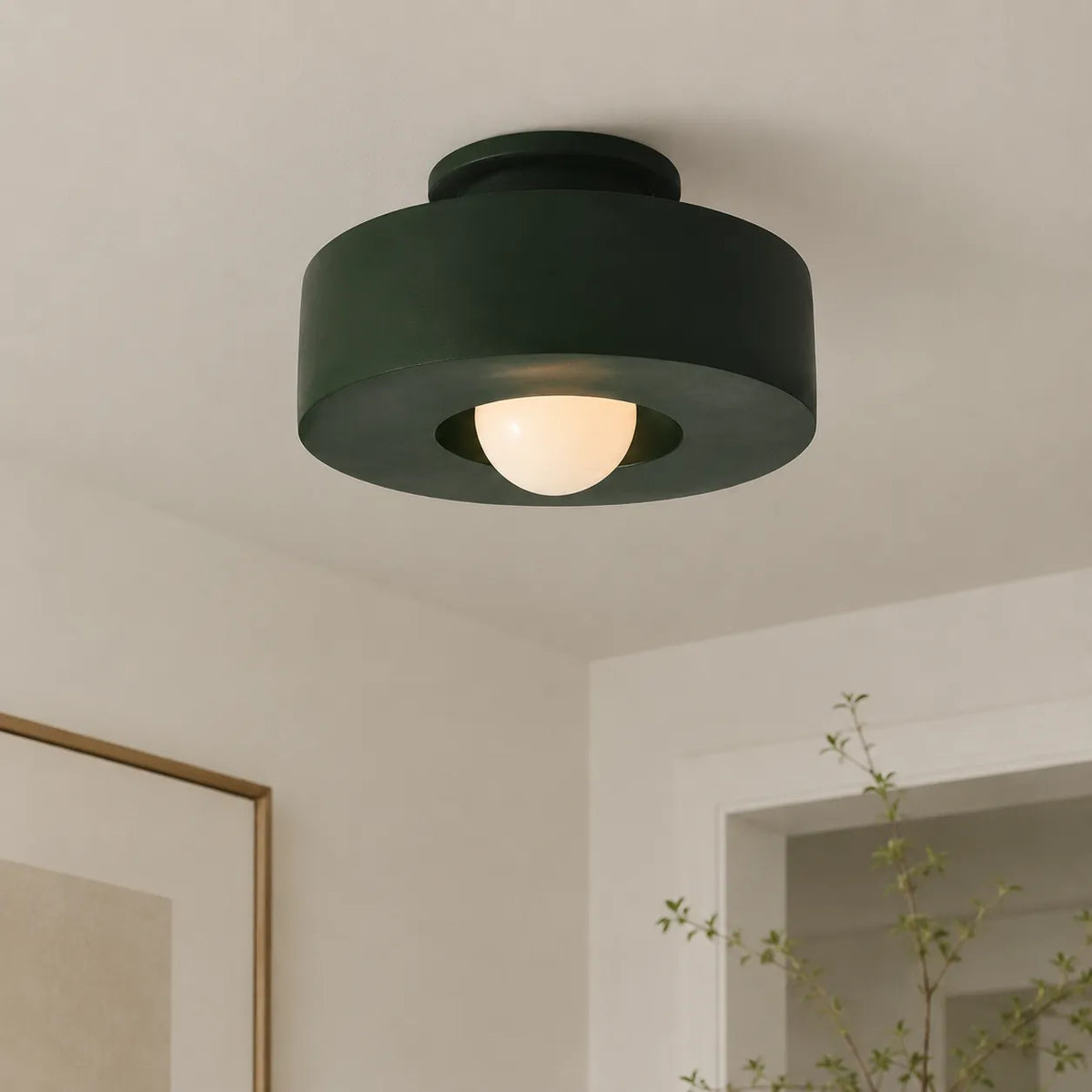 Asha Wabi-Sabi Resin Cylindrical Semi-Flush Ceiling Light