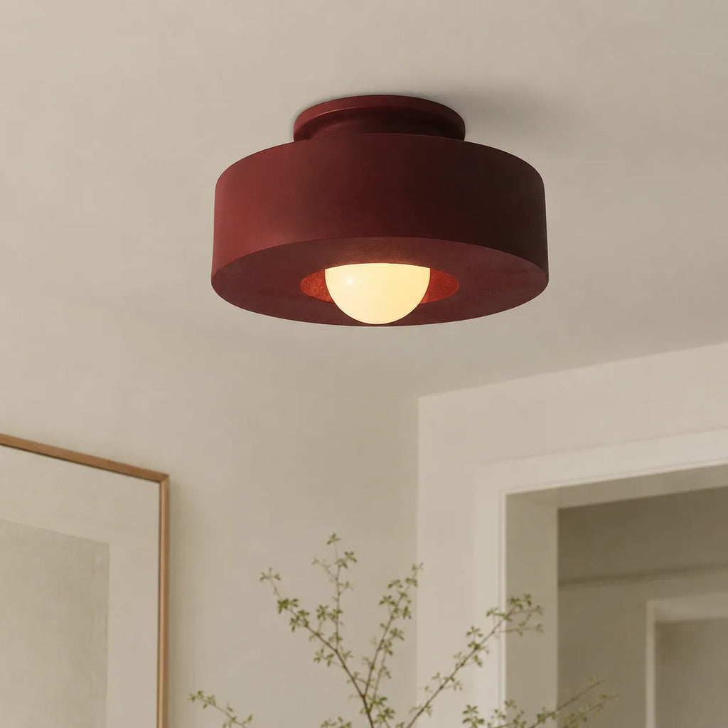 Asha Wabi-Sabi Resin Cylindrical Semi-Flush Ceiling Light