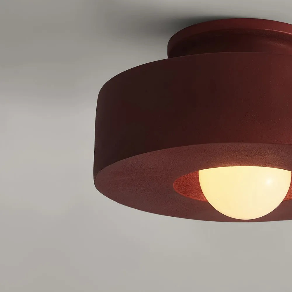 Asha Wabi-Sabi Resin Cylindrical Semi-Flush Ceiling Light
