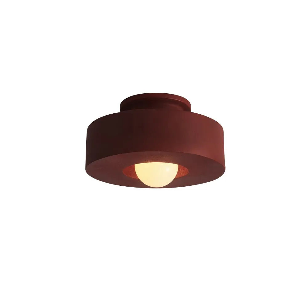 Asha Wabi-Sabi Resin Cylindrical Semi-Flush Ceiling Light