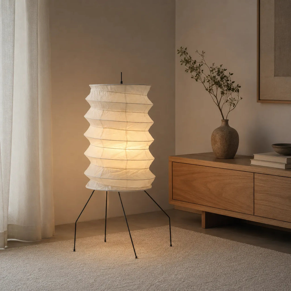 Torin Wabi-Sabi Rice Paper & Wood Floor Lamp