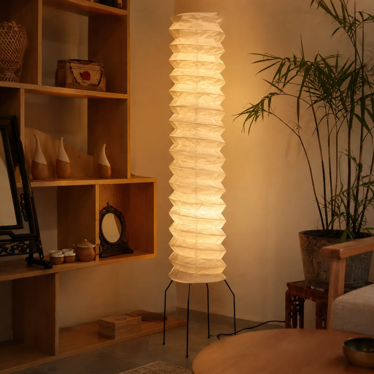 Torin Wabi-Sabi Rice Paper & Wood Floor Lamp