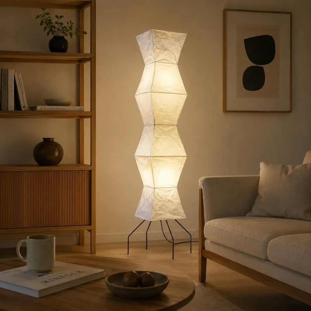 Torin Wabi-Sabi Rice Paper & Wood Floor Lamp