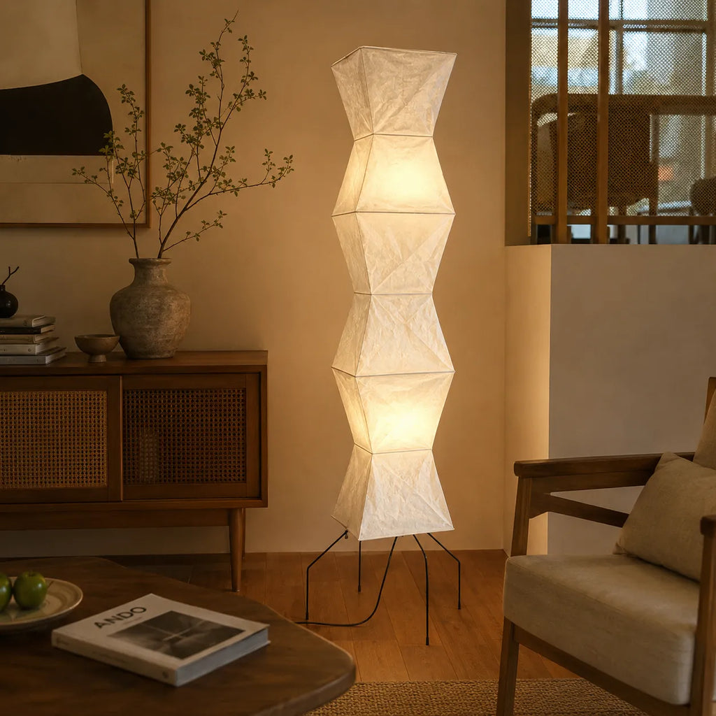 Torin Wabi-Sabi Rice Paper & Wood Floor Lamp