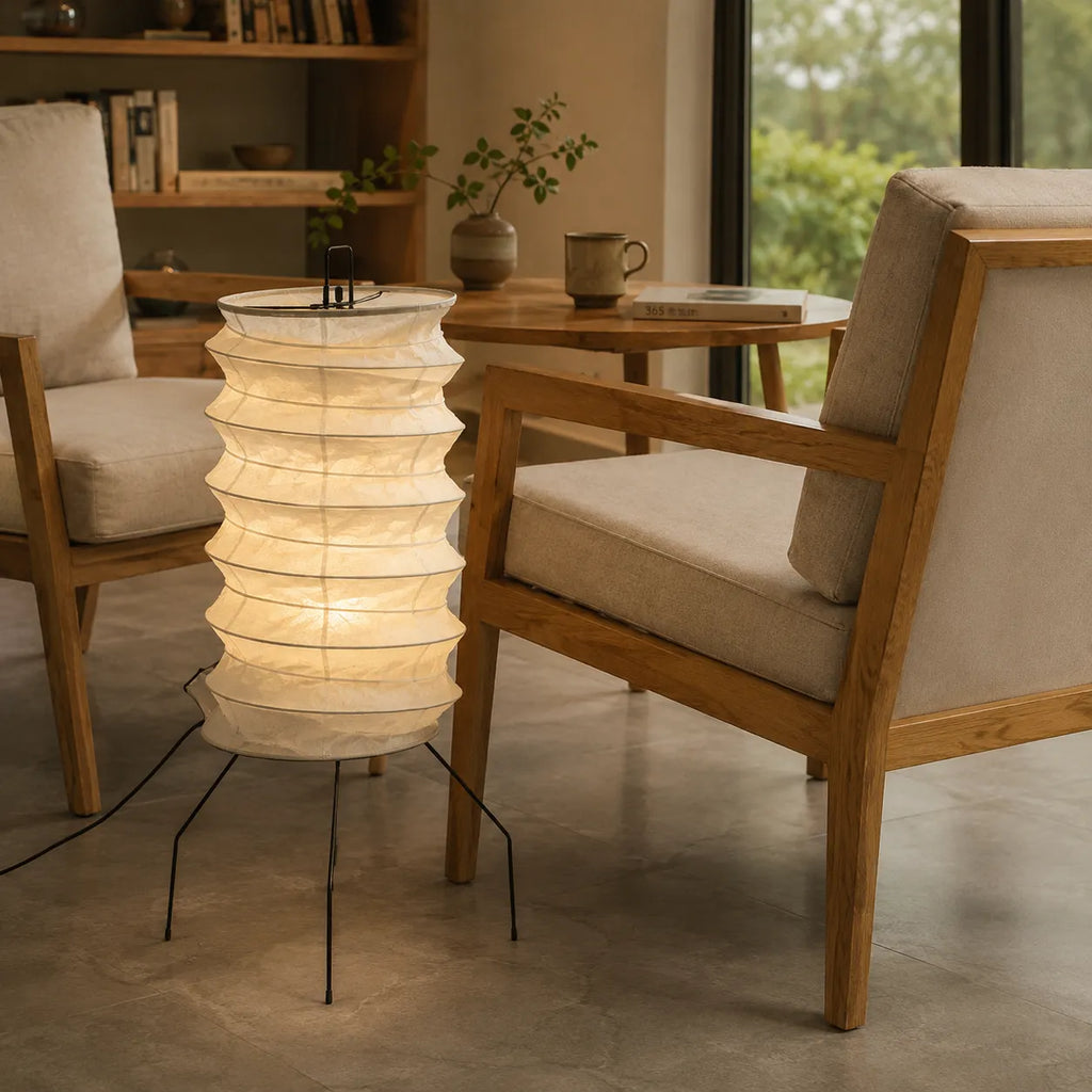 Torin Wabi-Sabi Rice Paper & Wood Floor Lamp