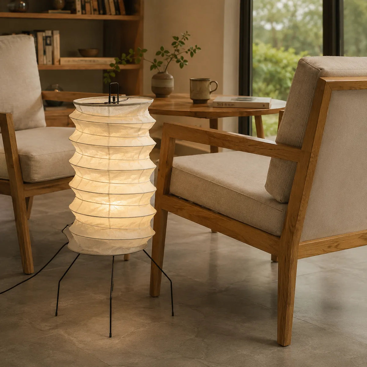 Torin Wabi-Sabi Rice Paper & Wood Floor Lamp