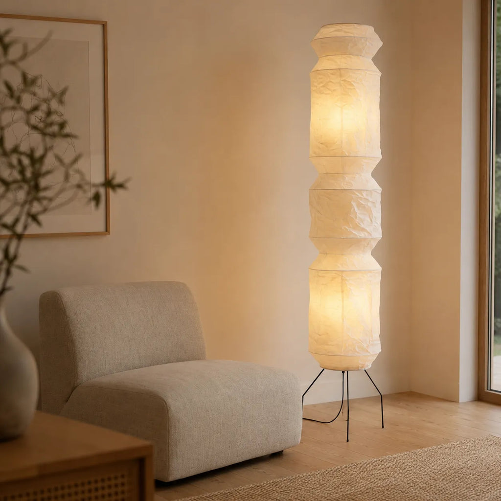 Torin Wabi-Sabi Rice Paper & Wood Floor Lamp