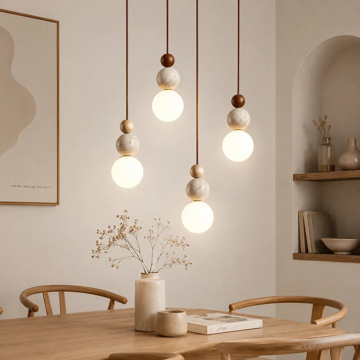 Zara Wabi-Sabi Natural Stone LED Pendant Light