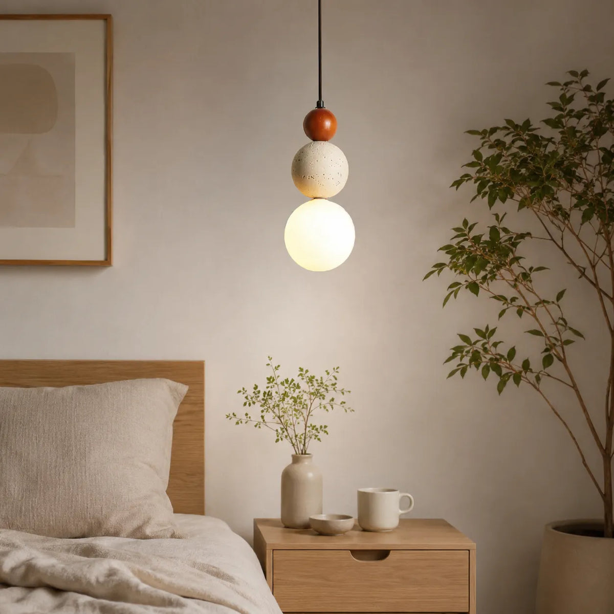 Zara Wabi-Sabi Natural Stone LED Pendant Light