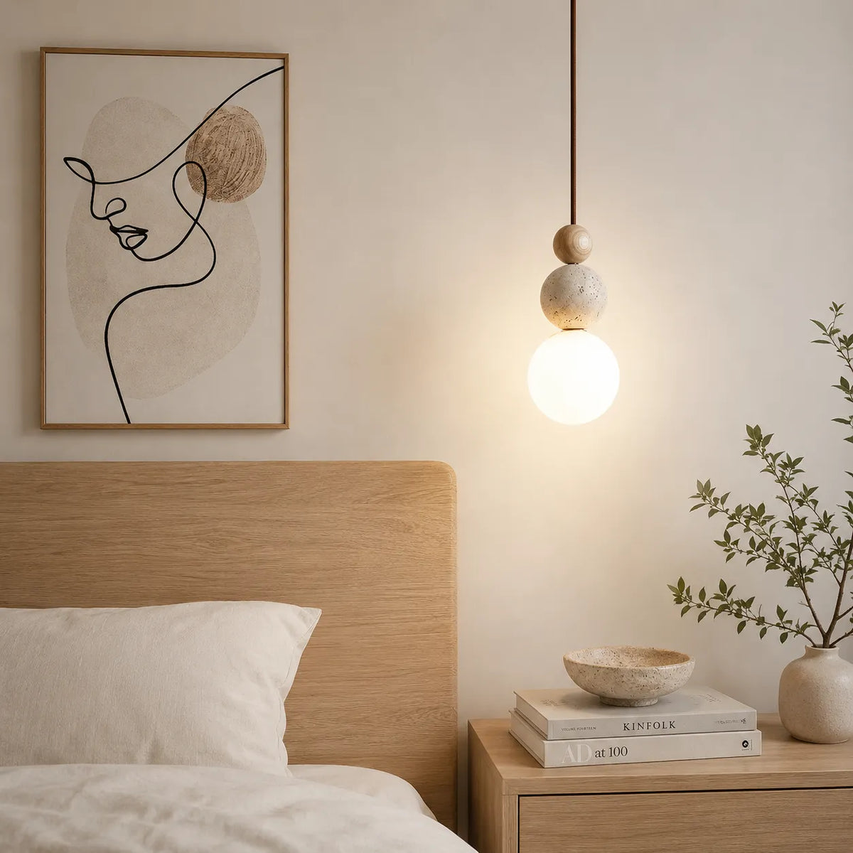 Zara Wabi-Sabi Natural Stone LED Pendant Light