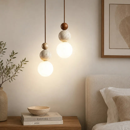 Wabi-Sabi Stone Bead Globe Pendant Light