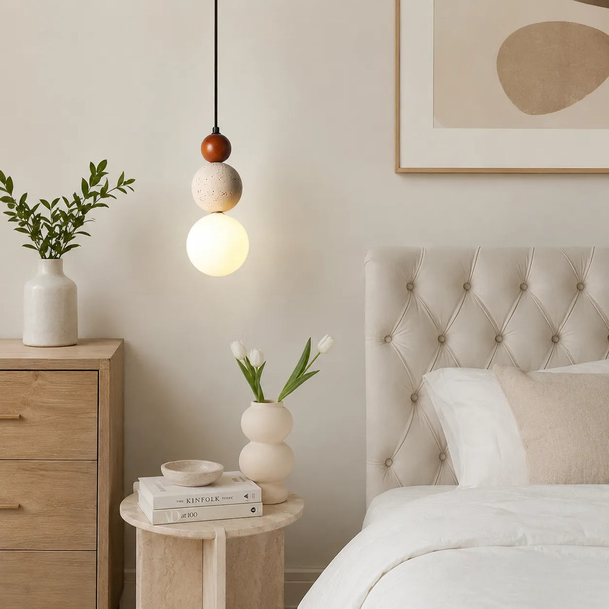 Zara Wabi-Sabi Natural Stone LED Pendant Light