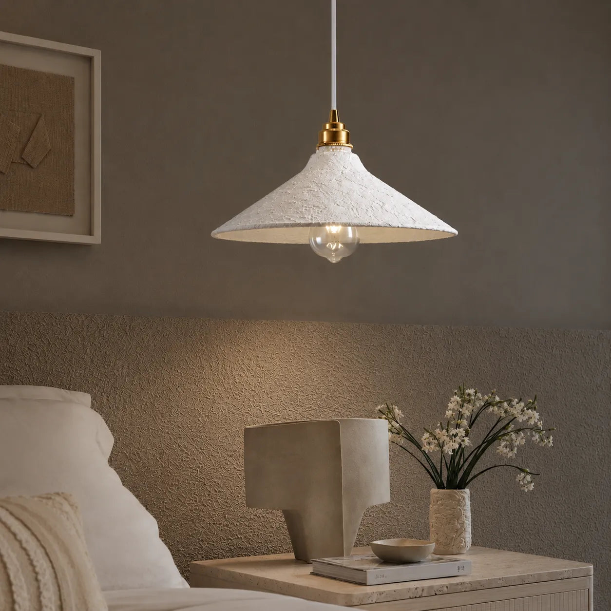 Wabi-Sabi Textured Ceramic Pendant Light
