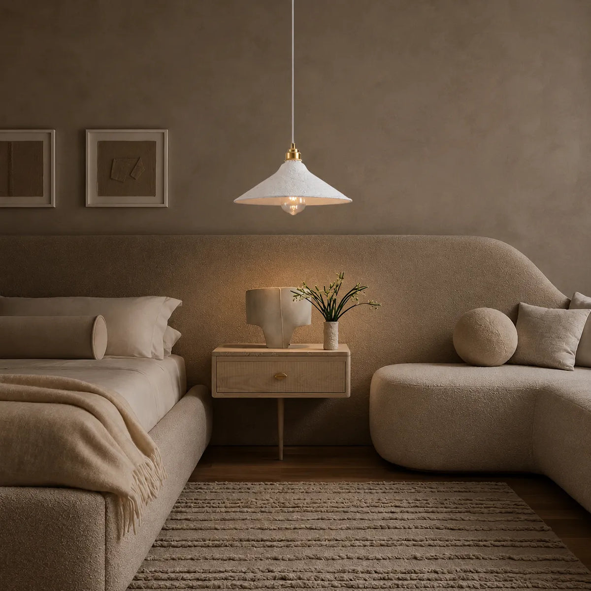 Basil Wabi-Sabi Textured Ceramic Pendant Light