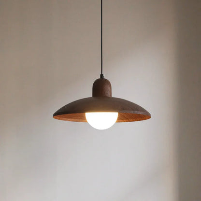 Wabi-Sabi Walnut Pendant Light with Organic Form