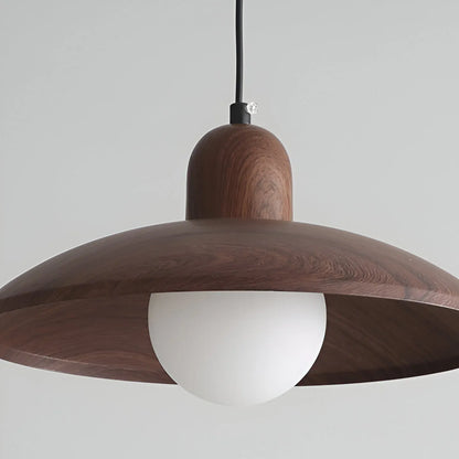 Wabi-Sabi Walnut Pendant Light with Organic Form