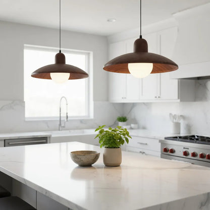 Wabi-Sabi Walnut Pendant Light with Organic Form