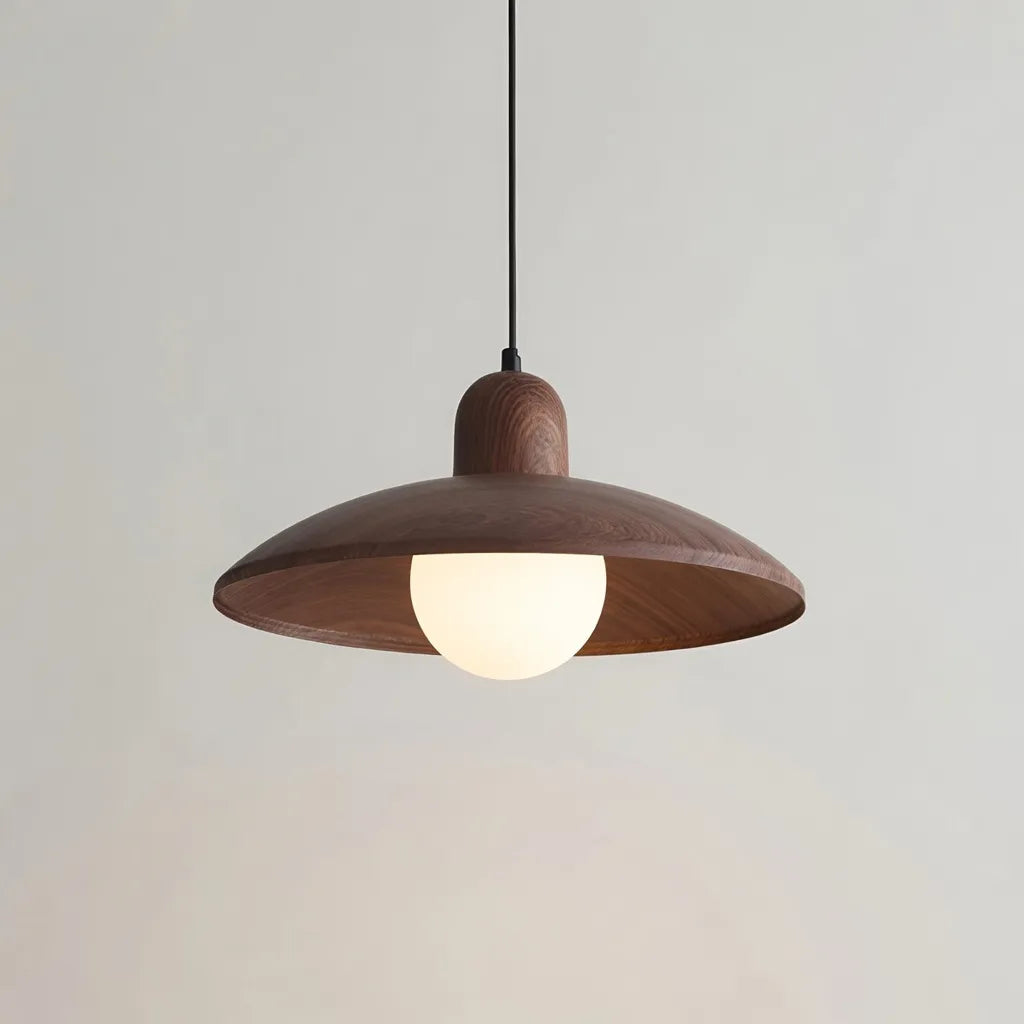 Wabi-Sabi Walnut Pendant Light with Organic Form