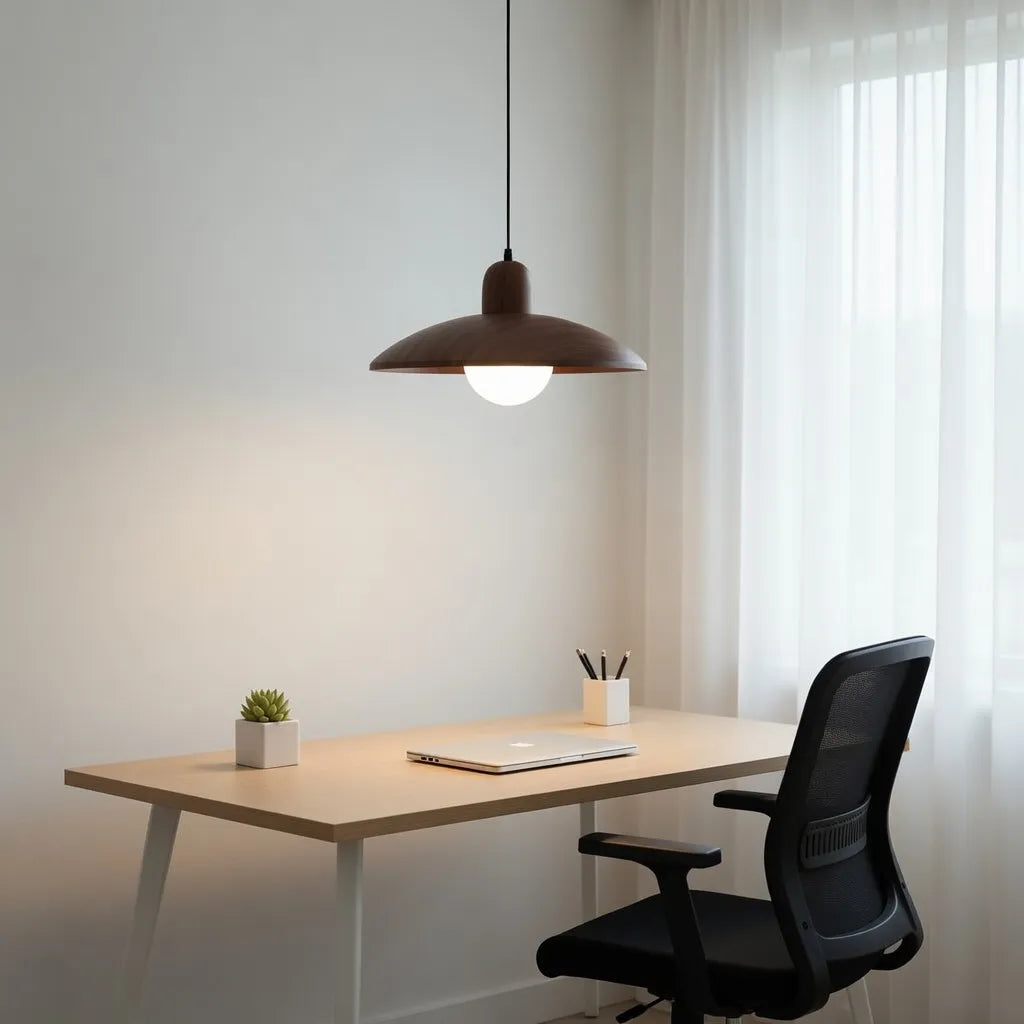 Wabi-Sabi Walnut Pendant Light with Organic Form