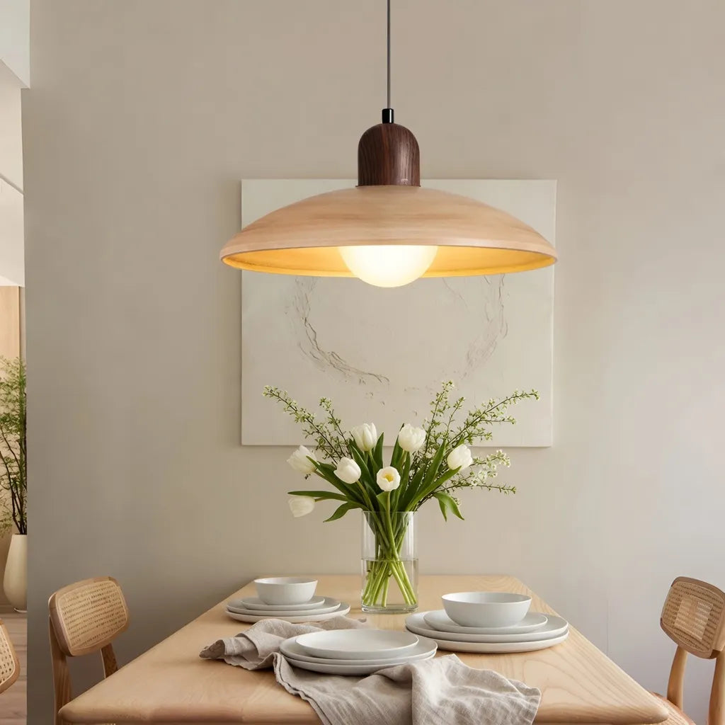 Wabi-Sabi Walnut Pendant Light with Organic Form