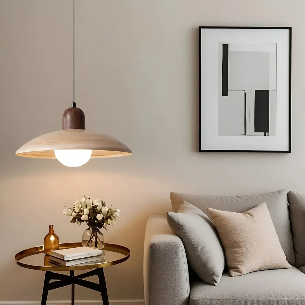 Wabi-Sabi Walnut Pendant Light with Organic Form