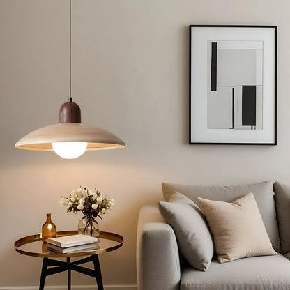 Wabi-Sabi Walnut Pendant Light with Organic Form