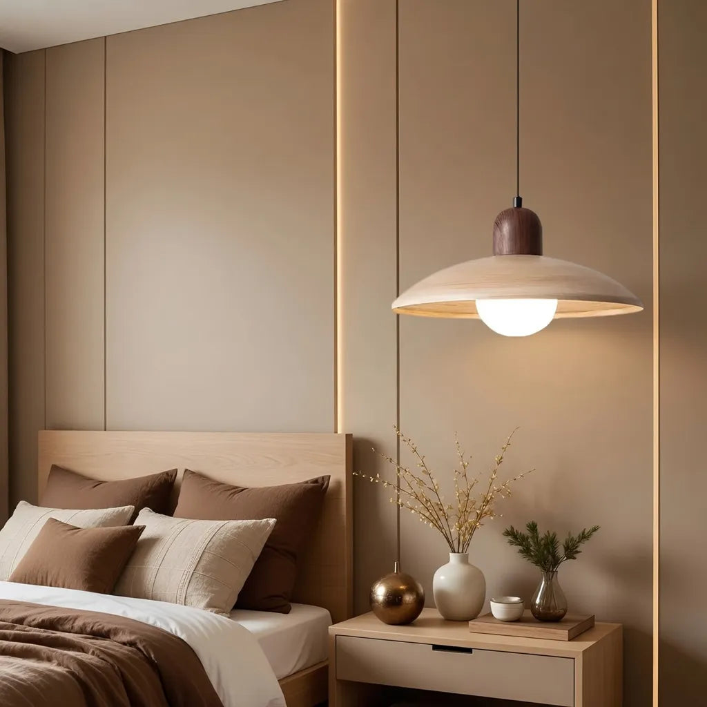 Wabi-Sabi Walnut Pendant Light with Organic Form
