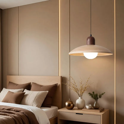 Wabi-Sabi Walnut Pendant Light with Organic Form