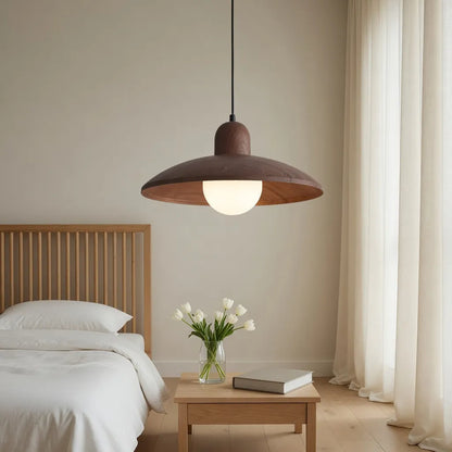 Wabi-Sabi Walnut Pendant Light with Organic Form
